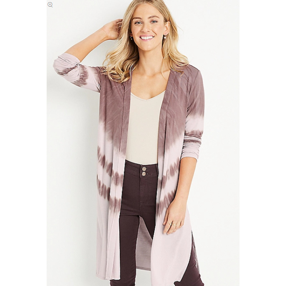 Maurices‎ Purple Open Front Tie Dye Duster Cardigan Sweater Womans Size Large